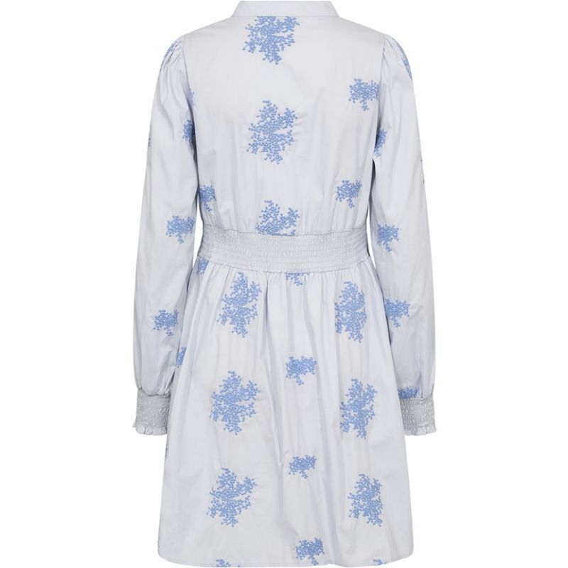 Miluna new embroidery LS dress Light blue flower w. embroidery