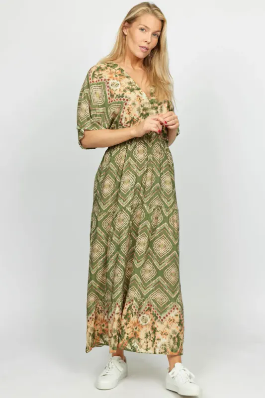 Selma Kjole  Khaki Batique
