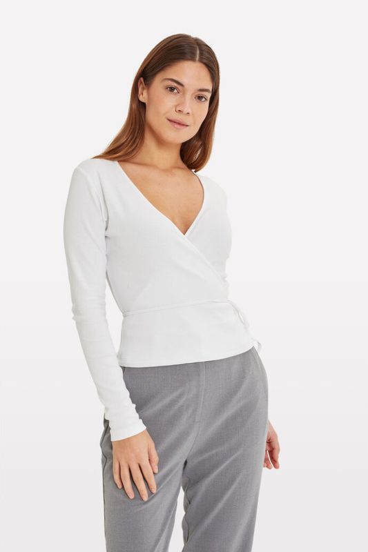 ENALLY LS V-N TEE- Bright White