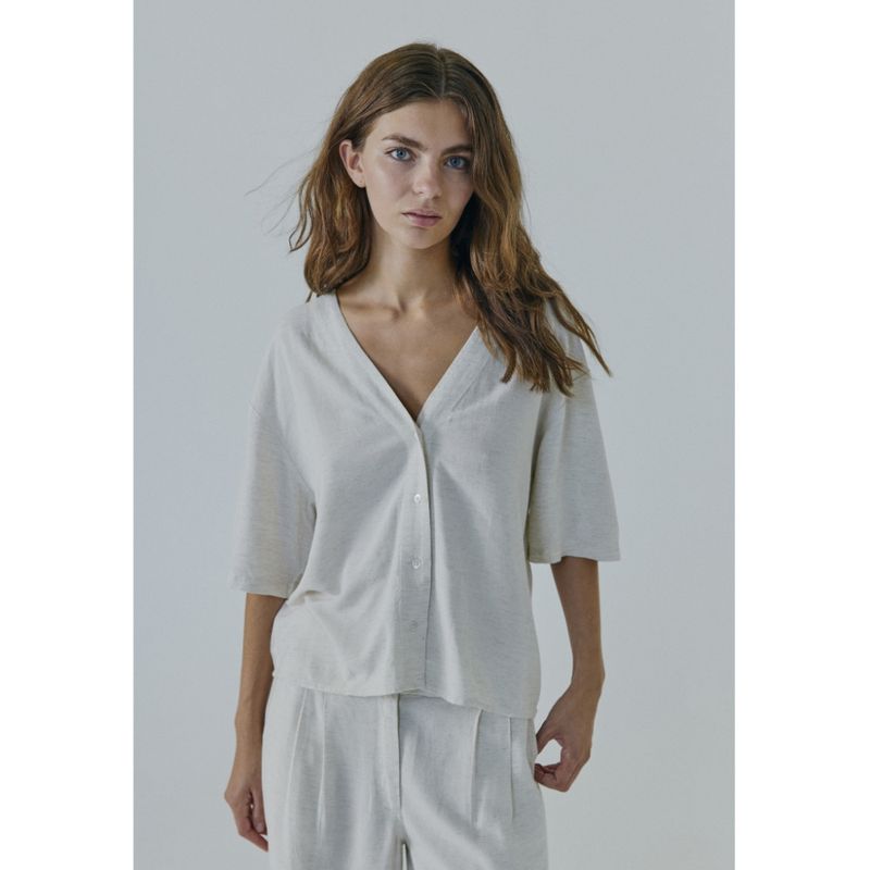 Linne Skjorte Beige