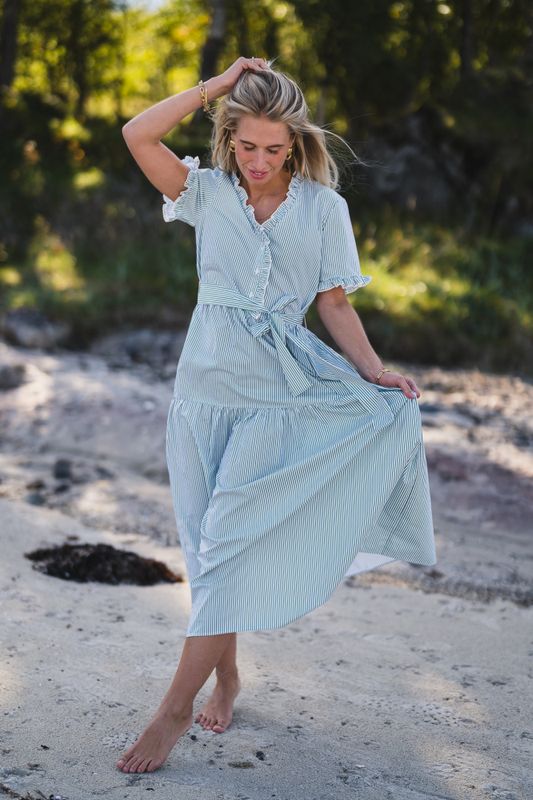 Ida Maja 2/4 Shirt Dress STP B White/Eng Ivy