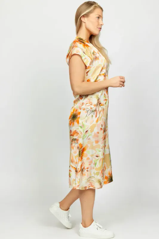 Sif Kjole Orange Flower